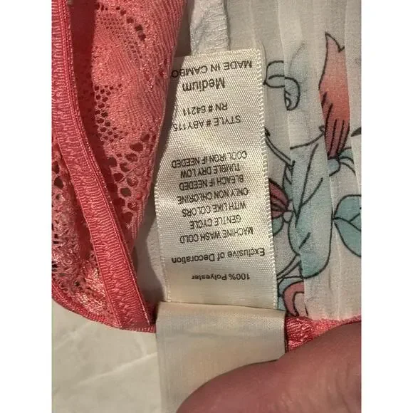 In Bloom By Jonquil Chemise Gown Medium Floral Butterfly Pleated Chiffon summer - Picture 6 of 6